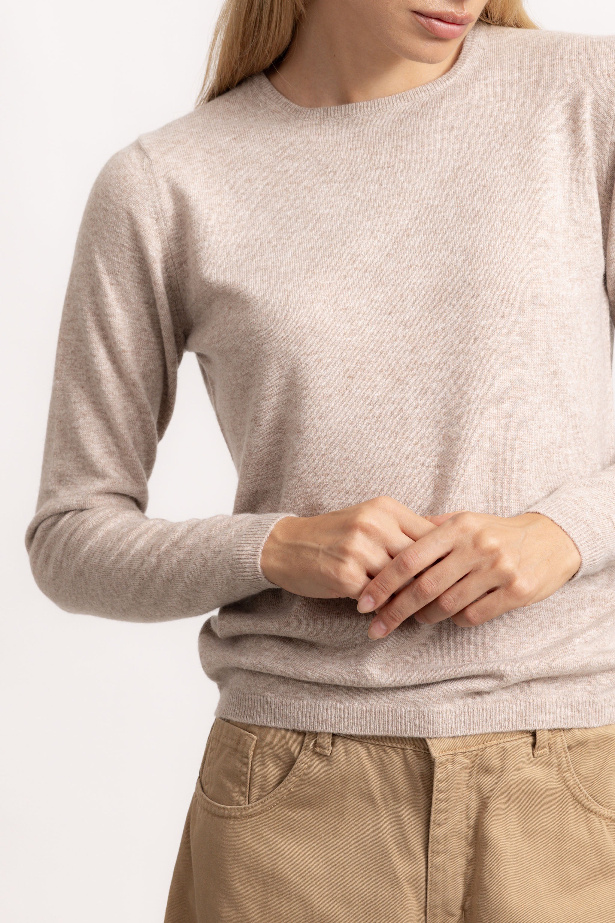 BIANCA - Maglione girocollo slim fit (Beige Medio)