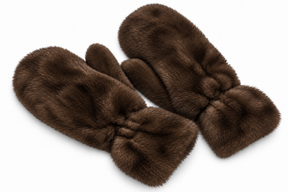 Guanti muffola donna in ecopelliccia marrone felpati - CANADA Elisabetta Panerai
