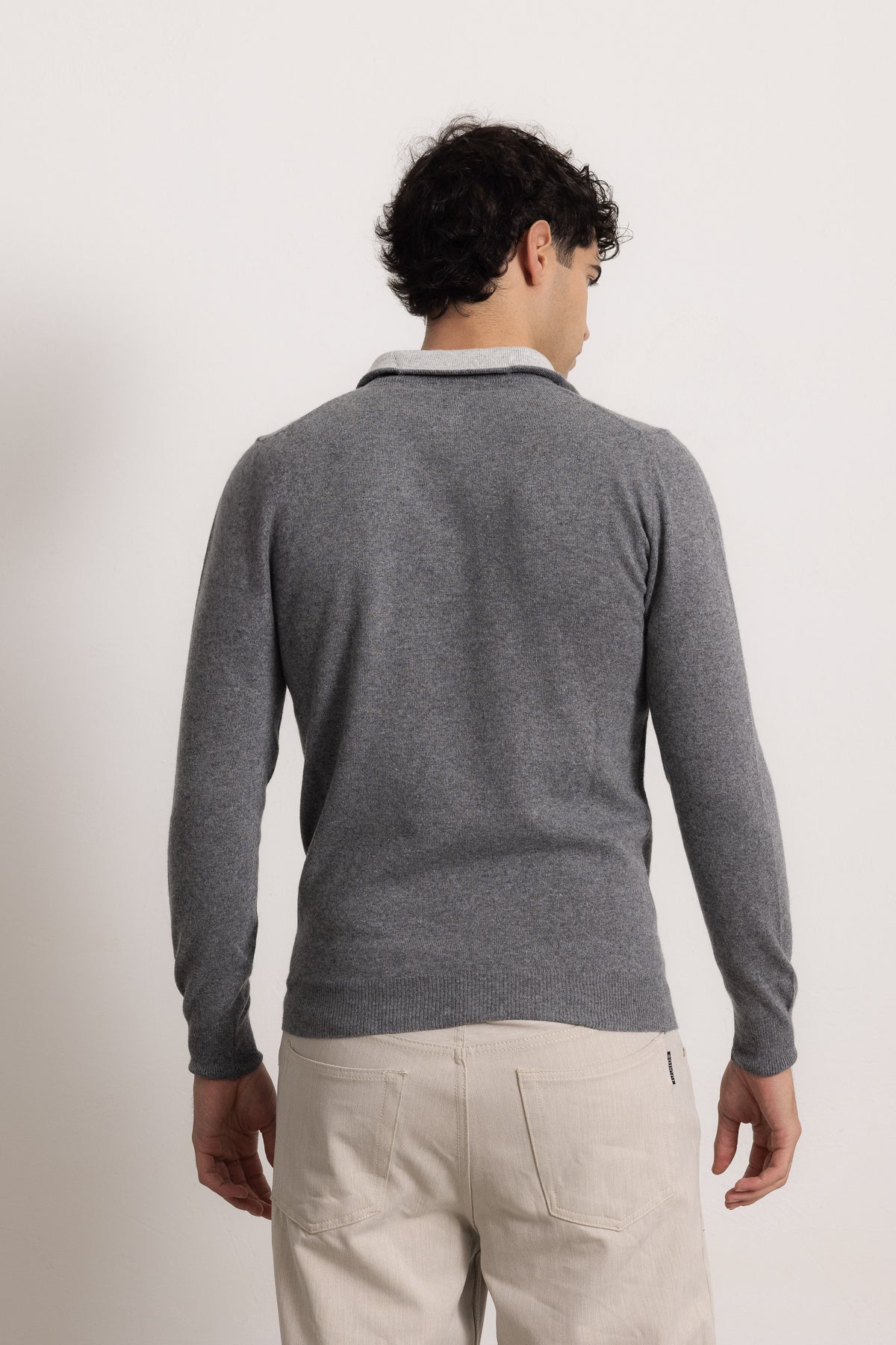 EDOARDO - Maglione con zip slim fit (Antracite/Grigio Chiaro)