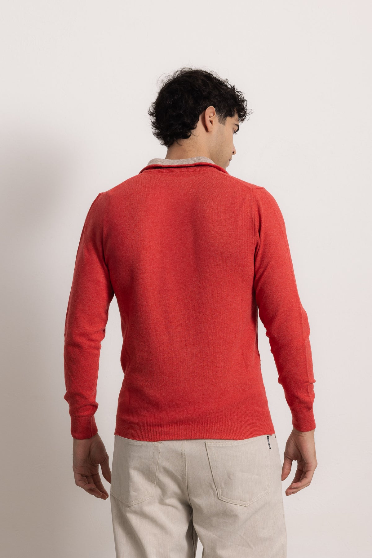 EDOARDO - Maglione con zip slim fit (Corallo/Beige Medio)