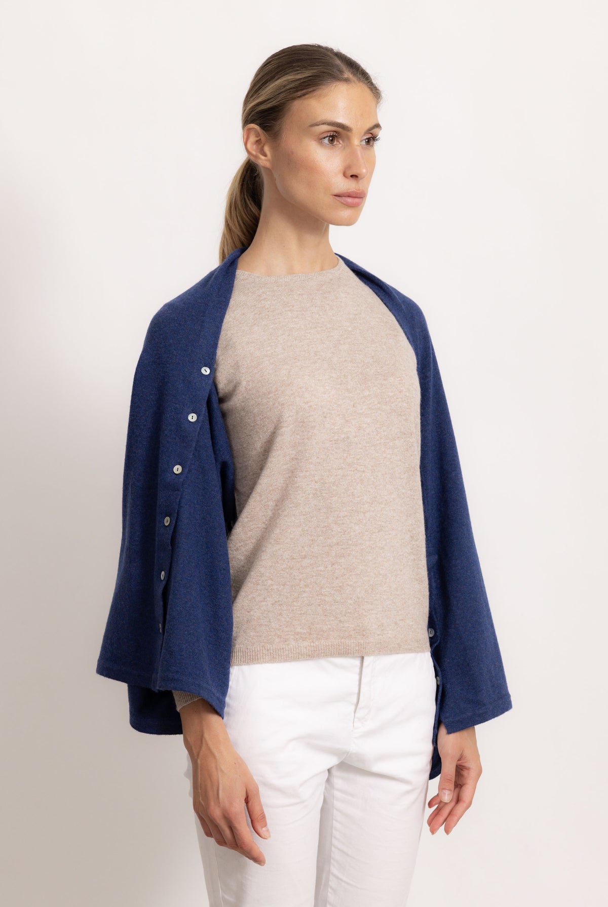 LAVINIA - Poncho con bottoni (Marine)