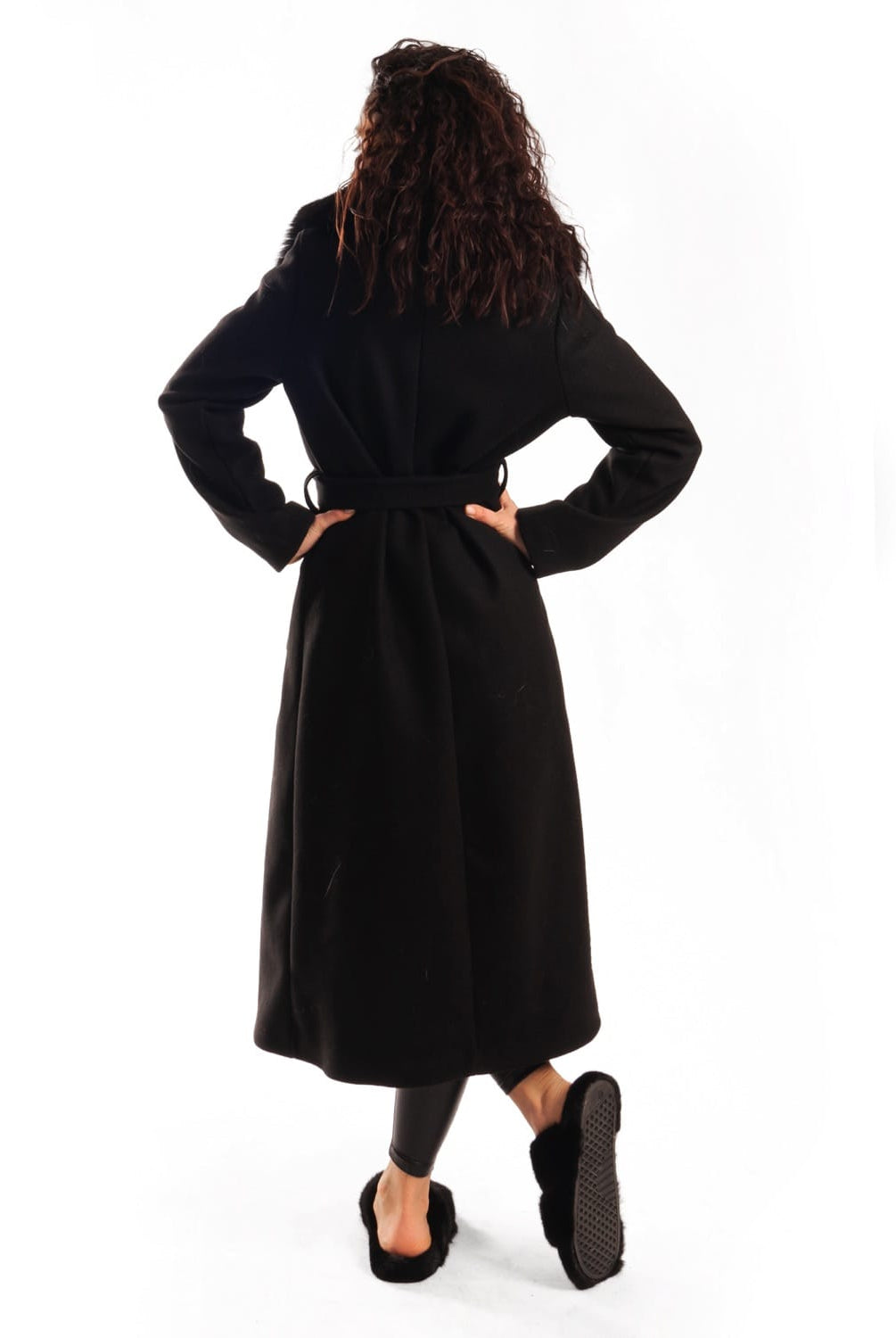 Cappotto con Cintura e Collo In Volpe Nero - Elisabettapanerai