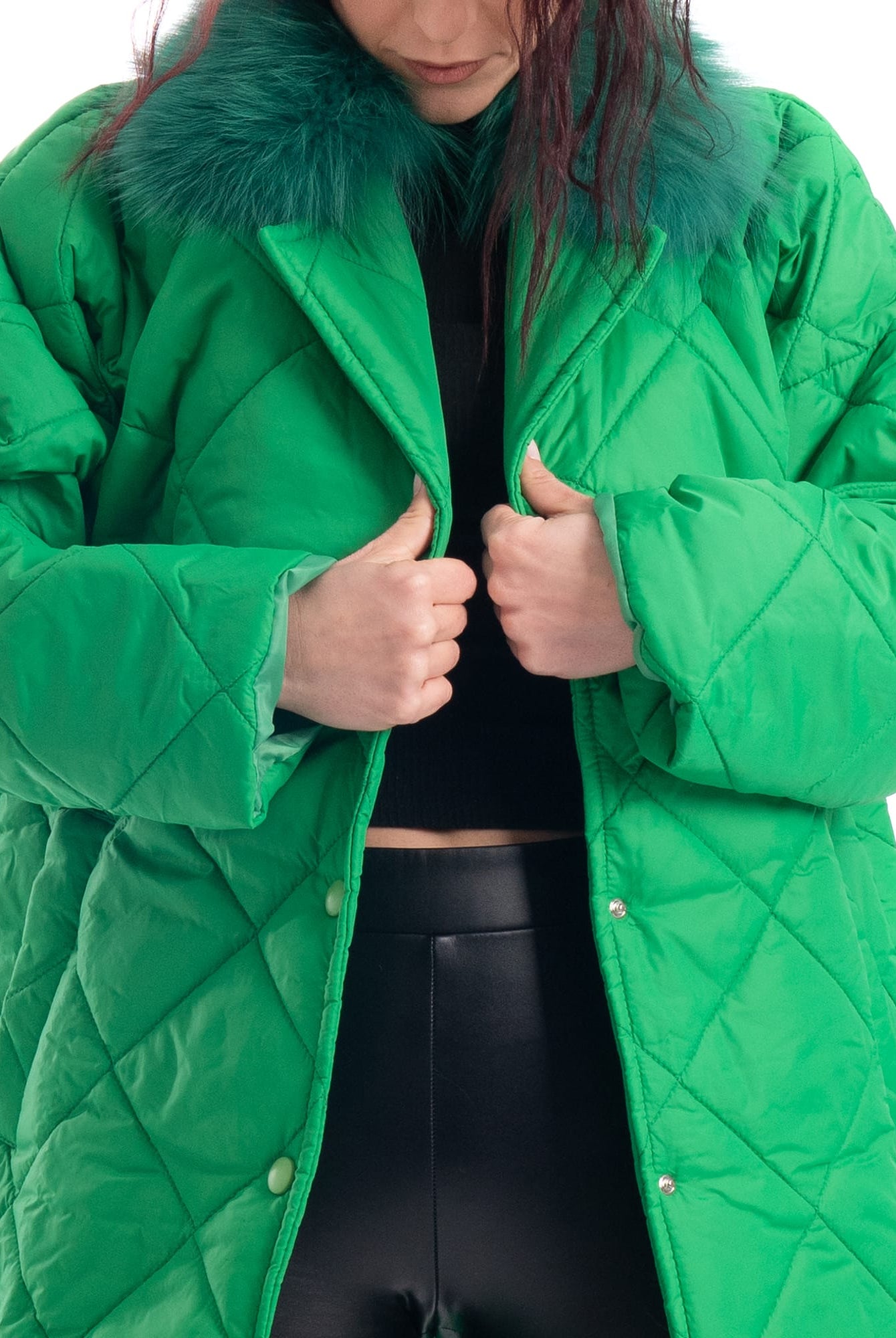 Cento Grammi con colletto in Volpe - Verde - Elisabettapanerai