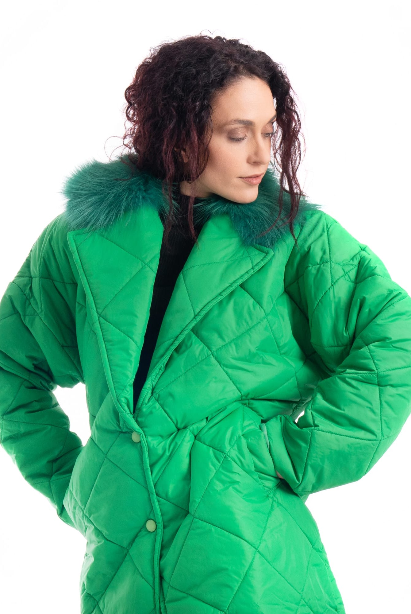 Cento Grammi con colletto in Volpe - Verde - Elisabettapanerai