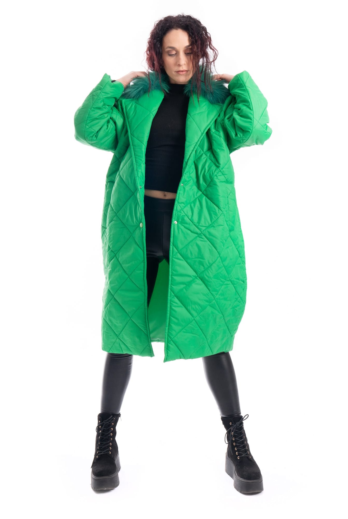 Cento Grammi con colletto in Volpe - Verde - Elisabettapanerai