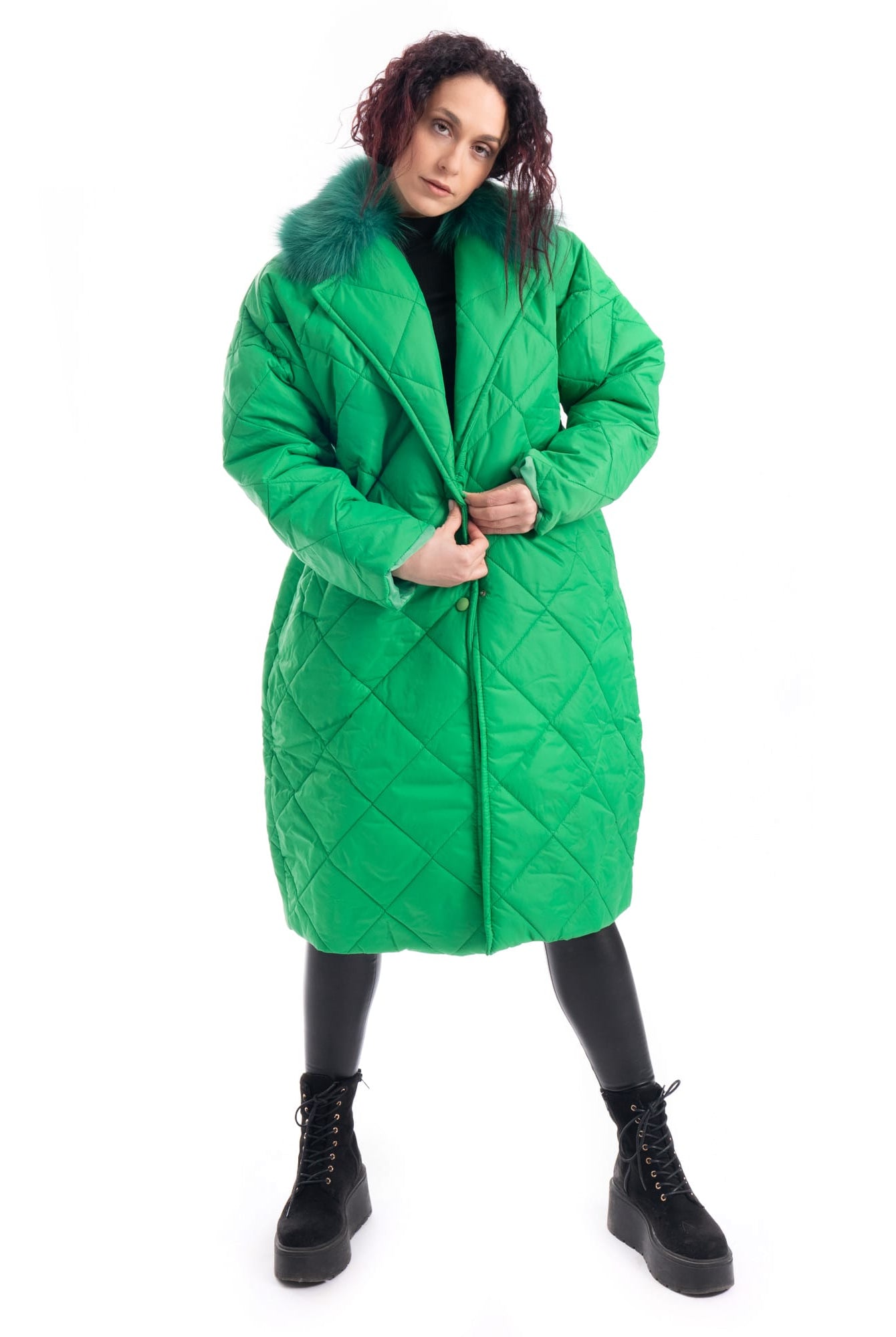Cento Grammi con colletto in Volpe - Verde - Elisabettapanerai