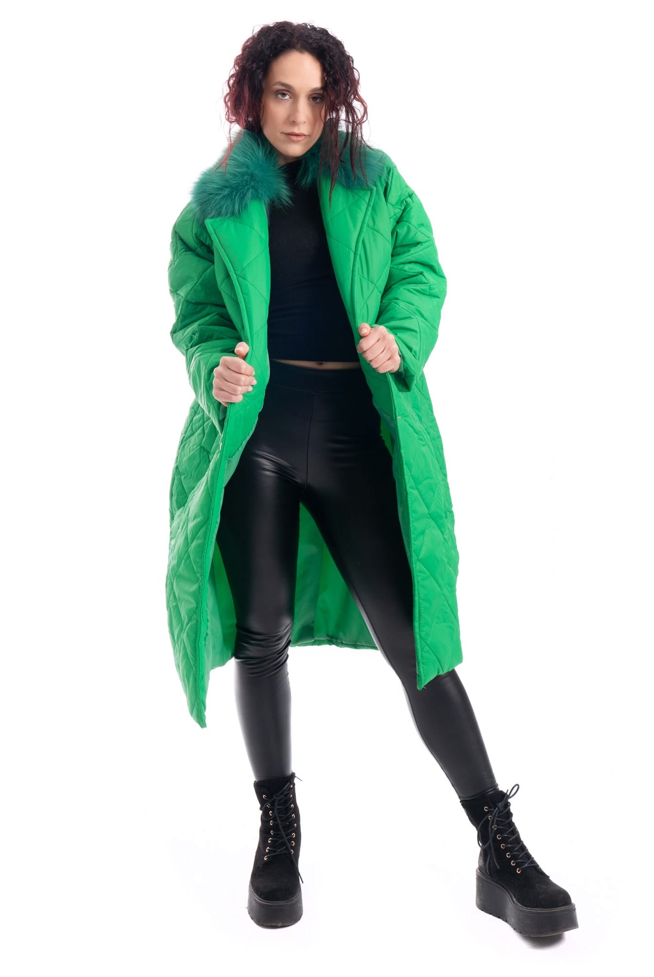 Cento Grammi con colletto in Volpe - Verde - Elisabettapanerai