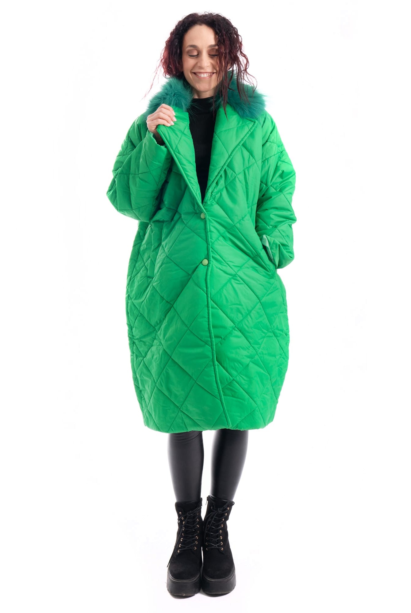 Cento Grammi con colletto in Volpe - Verde - Elisabettapanerai
