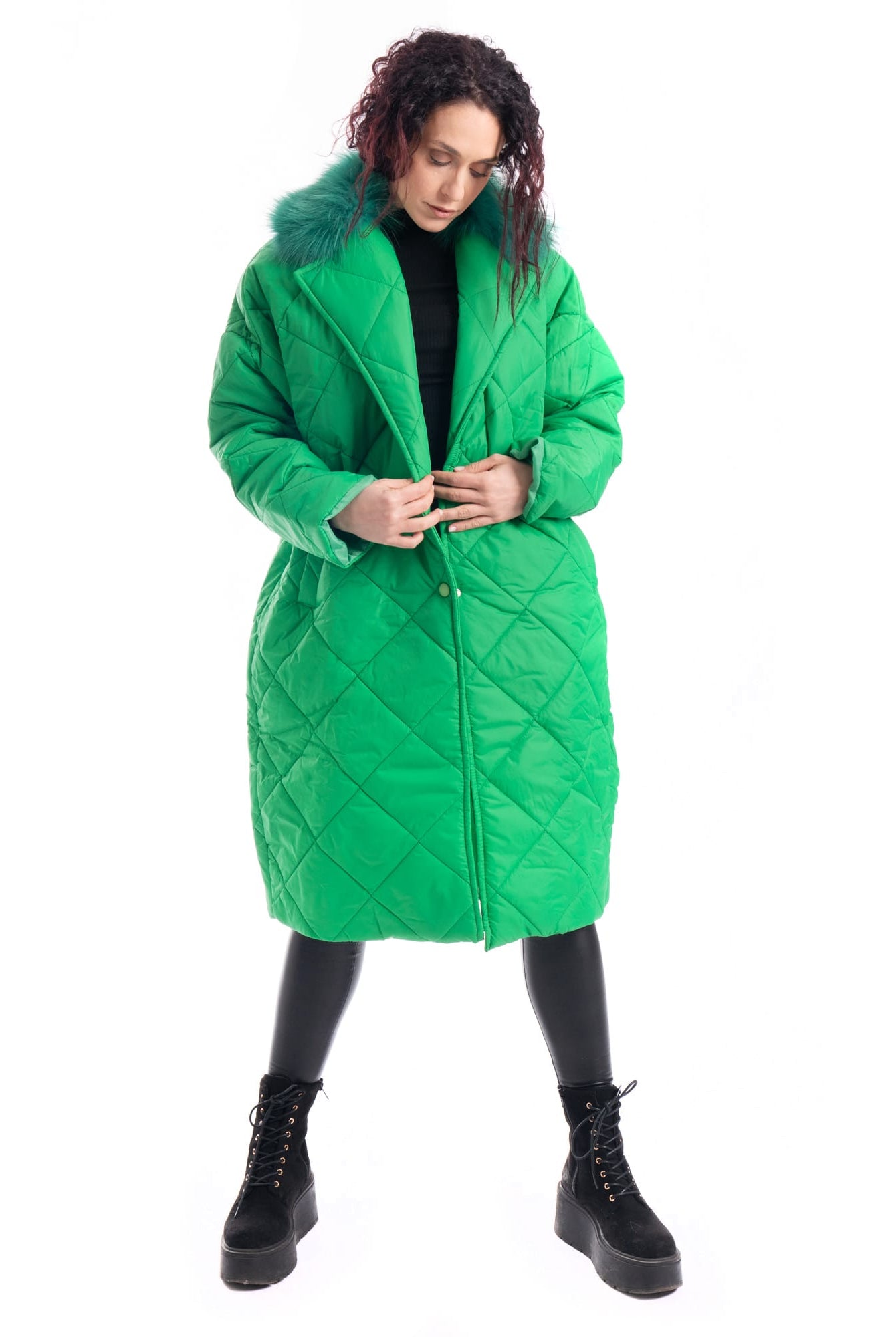 Cento Grammi con colletto in Volpe - Verde - Elisabettapanerai