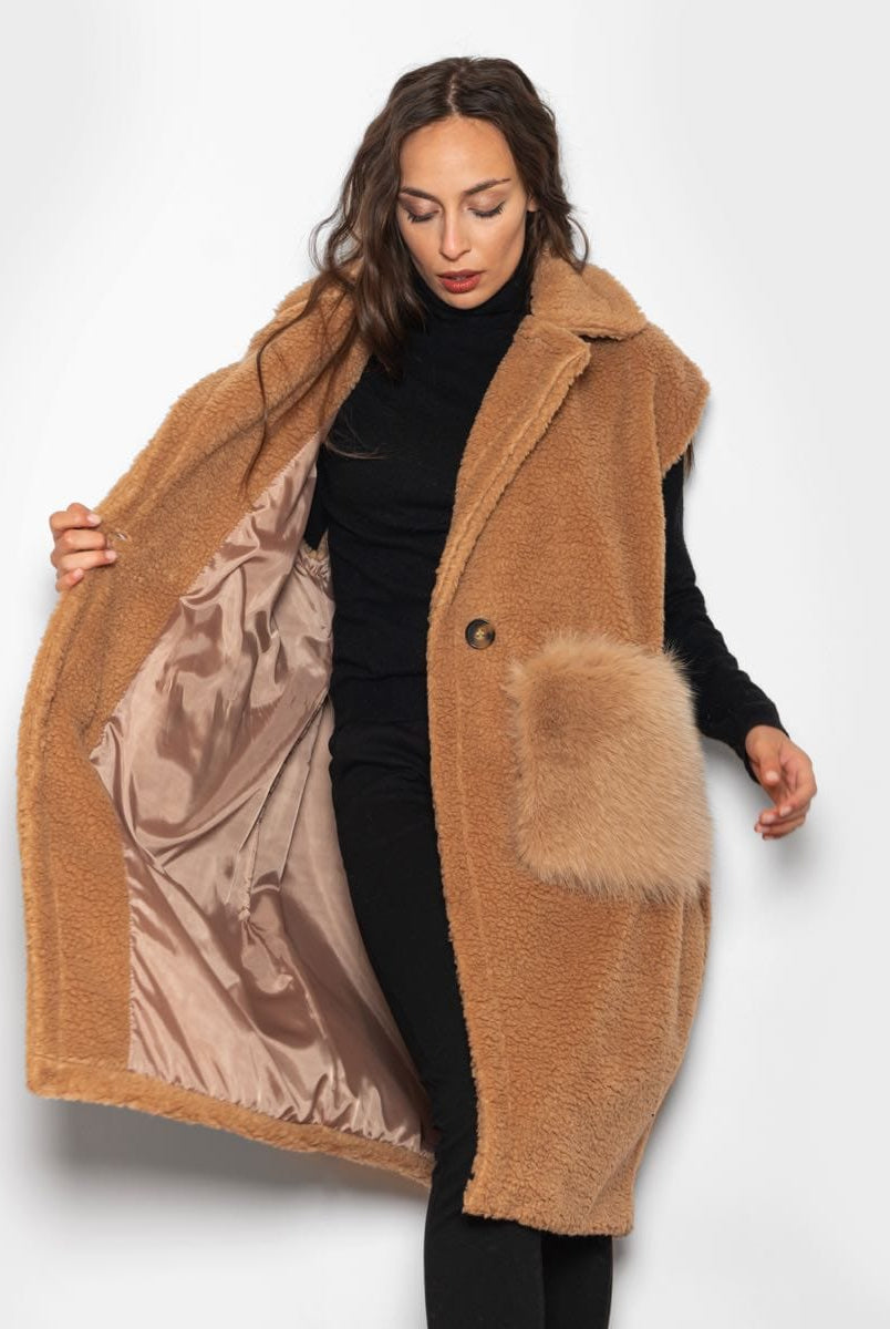 Smanicato con tasche in Volpe Beige - Elisabettapanerai