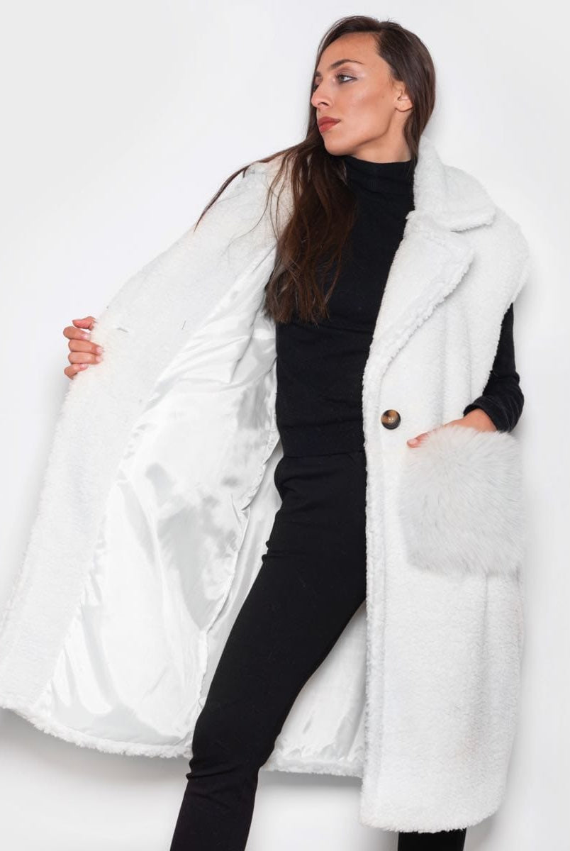 Smanicato con tasche in Volpe Bianco - Elisabettapanerai