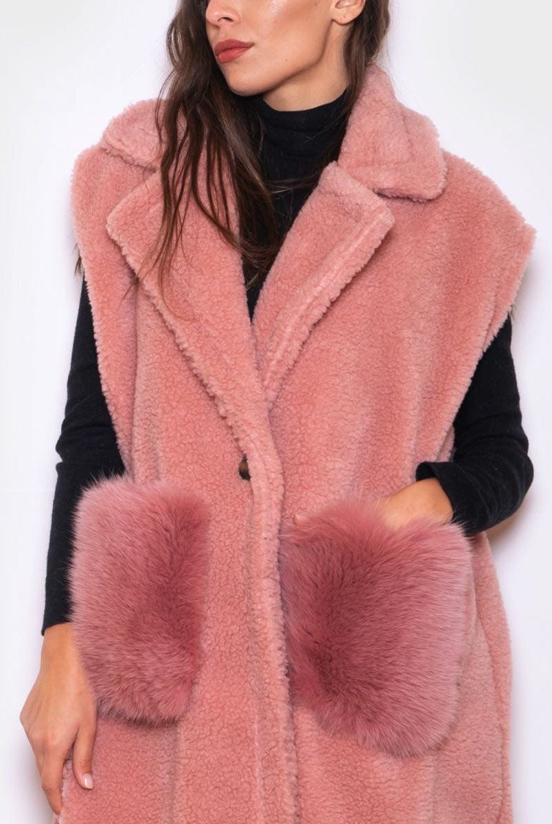 Smanicato con tasche in Volpe Rosa - Elisabettapanerai