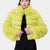 RHODE ISLAND - Cropped-Jacke aus Fuchs mit Kragen (Giftgrün)