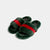 Miami - Slipper with band and bordering in mink (red/green)