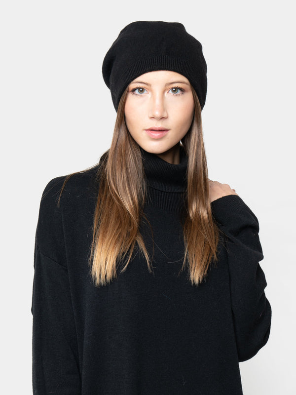 BUDAPEST - Cappello misto cashmere con pompon in volpe