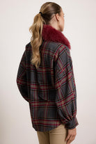 BELFAST - Camicia con colletto in pelliccia (Bordeaux)