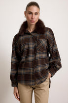 BELFAST - Camicia con colletto in pelliccia (Marrone)