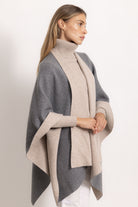 DIANA - Poncho double face (Grigio/Beige Medio)