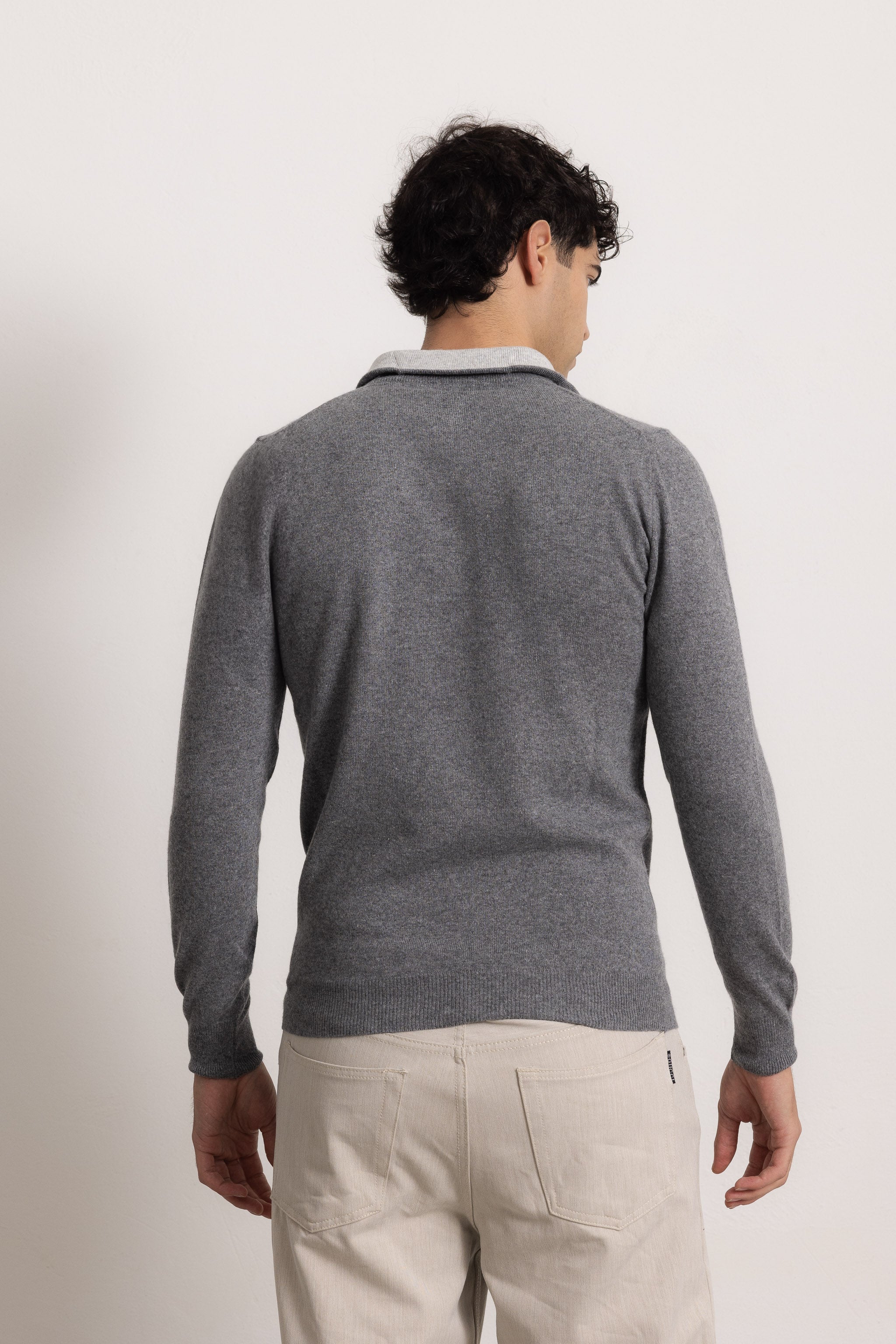 EDOARDO - Maglione con zip slim fit (Antracite/Grigio Chiaro)