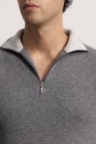 EDOARDO - Maglione con zip slim fit (Antracite/Grigio Chiaro)