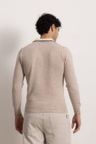 EDOARDO - Maglione con zip slim fit (Beige Medio/Beige Chiaro)