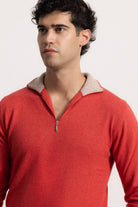 EDOARDO - Maglione con zip slim fit (Corallo/Beige Medio)