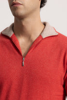 EDOARDO - Maglione con zip slim fit (Corallo/Beige Medio)