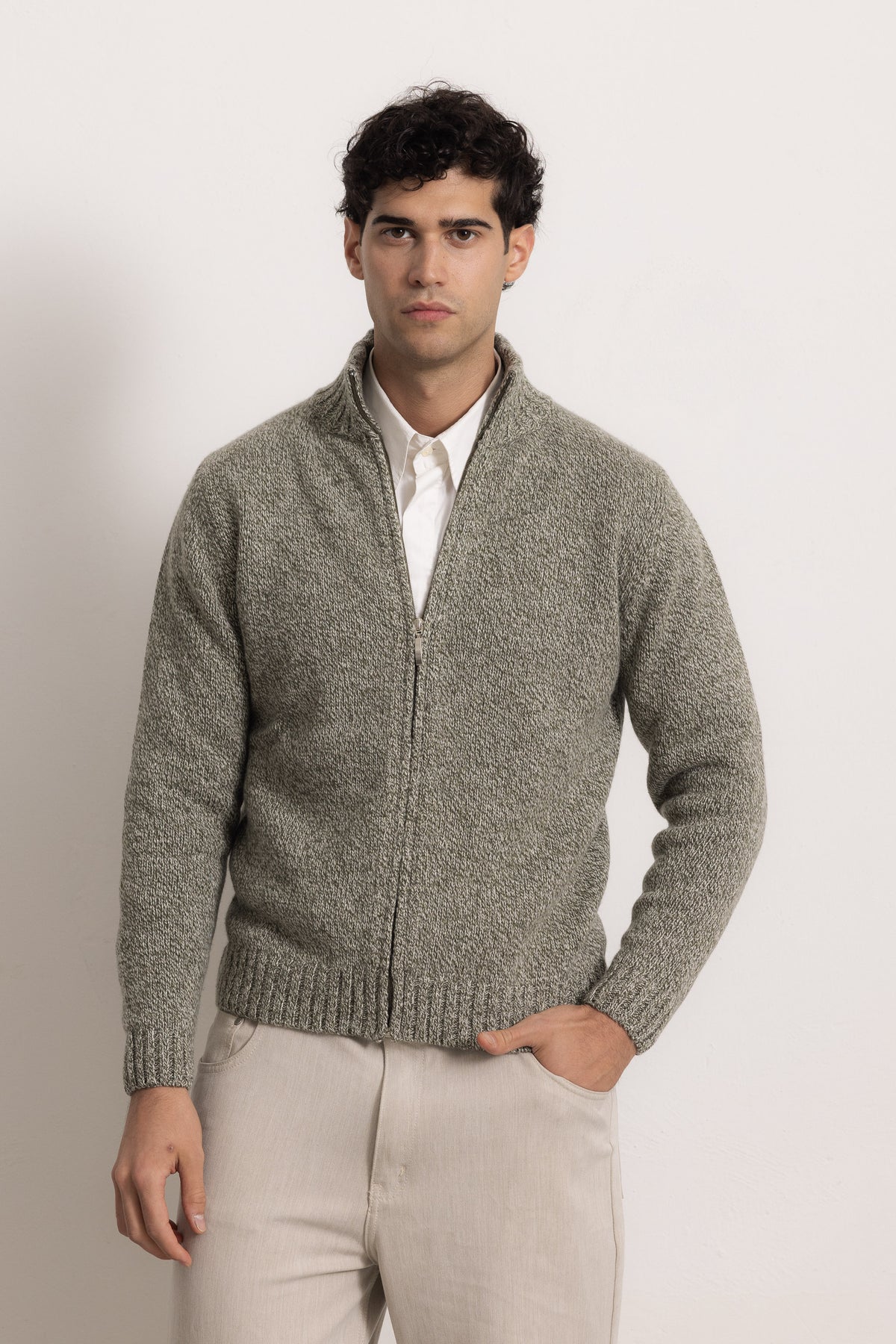 FILIPPO - Felpa con zip (Grigio Melange)