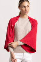 LAVINIA - Poncho con bottoni (Rosso)