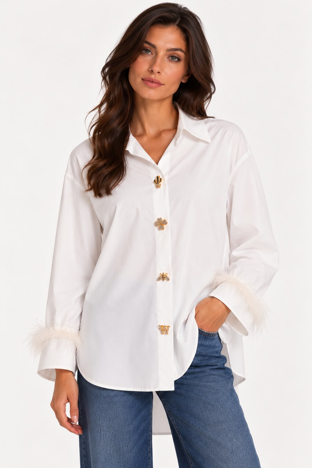 MARABÙ - Camicia con marabù (Bianco)
