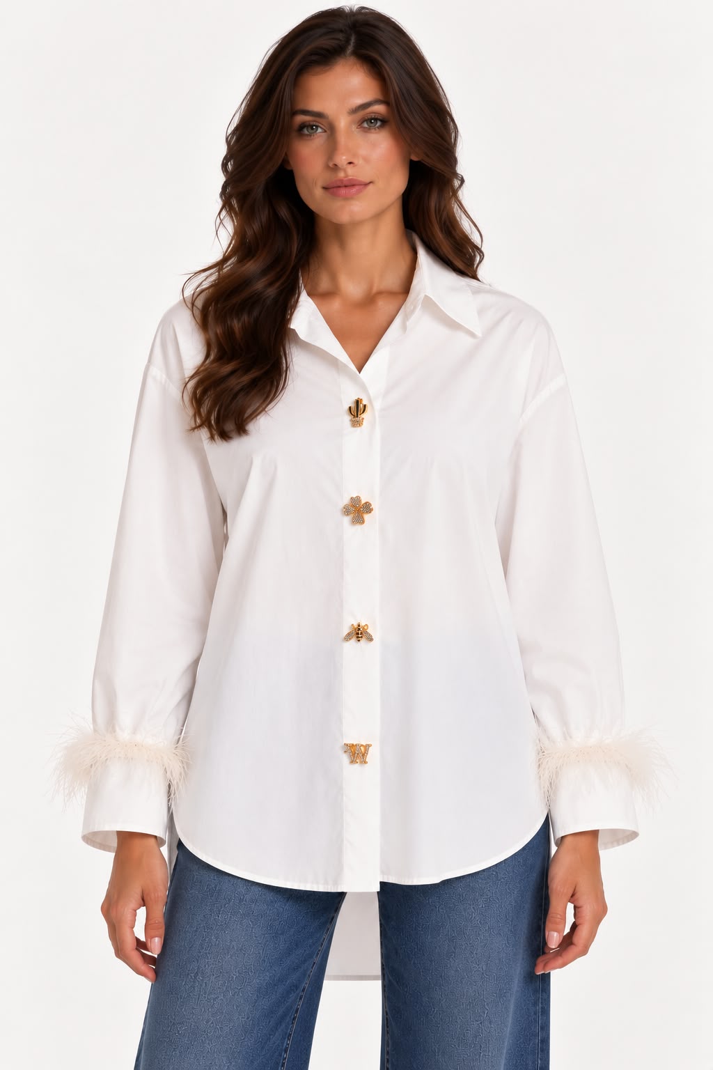 MARABÙ - Camicia con marabù (Bianco)