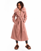 Cappotto con fusciacca e bordatura collo in volpe rosa - NEW YORK Elisabetta Panerai