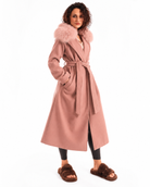 Cappotto con fusciacca e bordatura collo in volpe rosa - NEW YORK Elisabetta Panerai