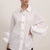 PERLA - Camisa botones perlas volantes (Blanco)