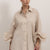 PERLA - Camisa botones perlas volantes (Arena)