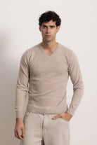 VITTORIO - Maglione scollo V (Beige Medio)