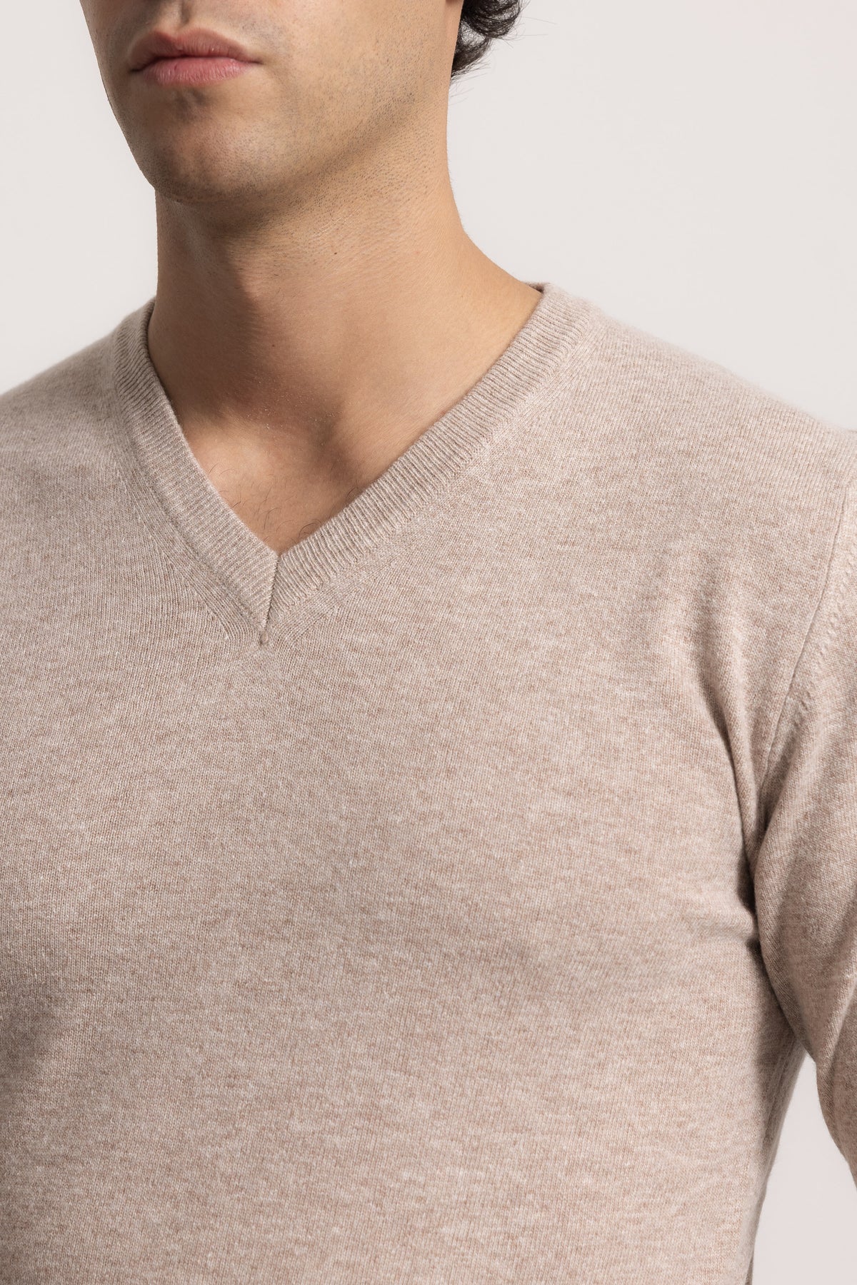 VITTORIO - Maglione scollo V (Beige Medio)