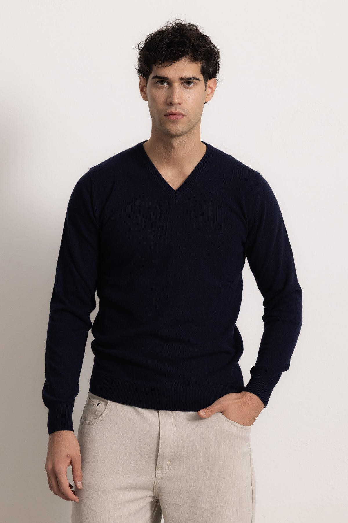 VITTORIO - Maglione scollo V (Blu Navy)