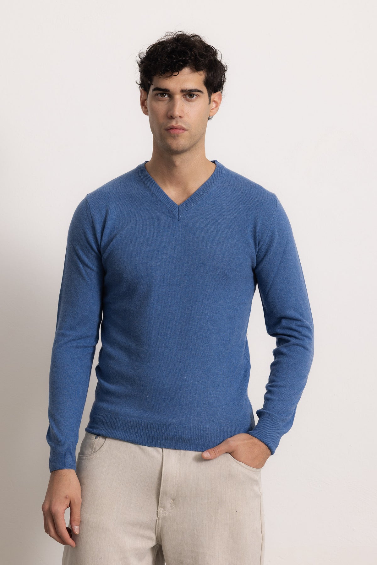 VITTORIO - Maglione scollo V (Jeans)