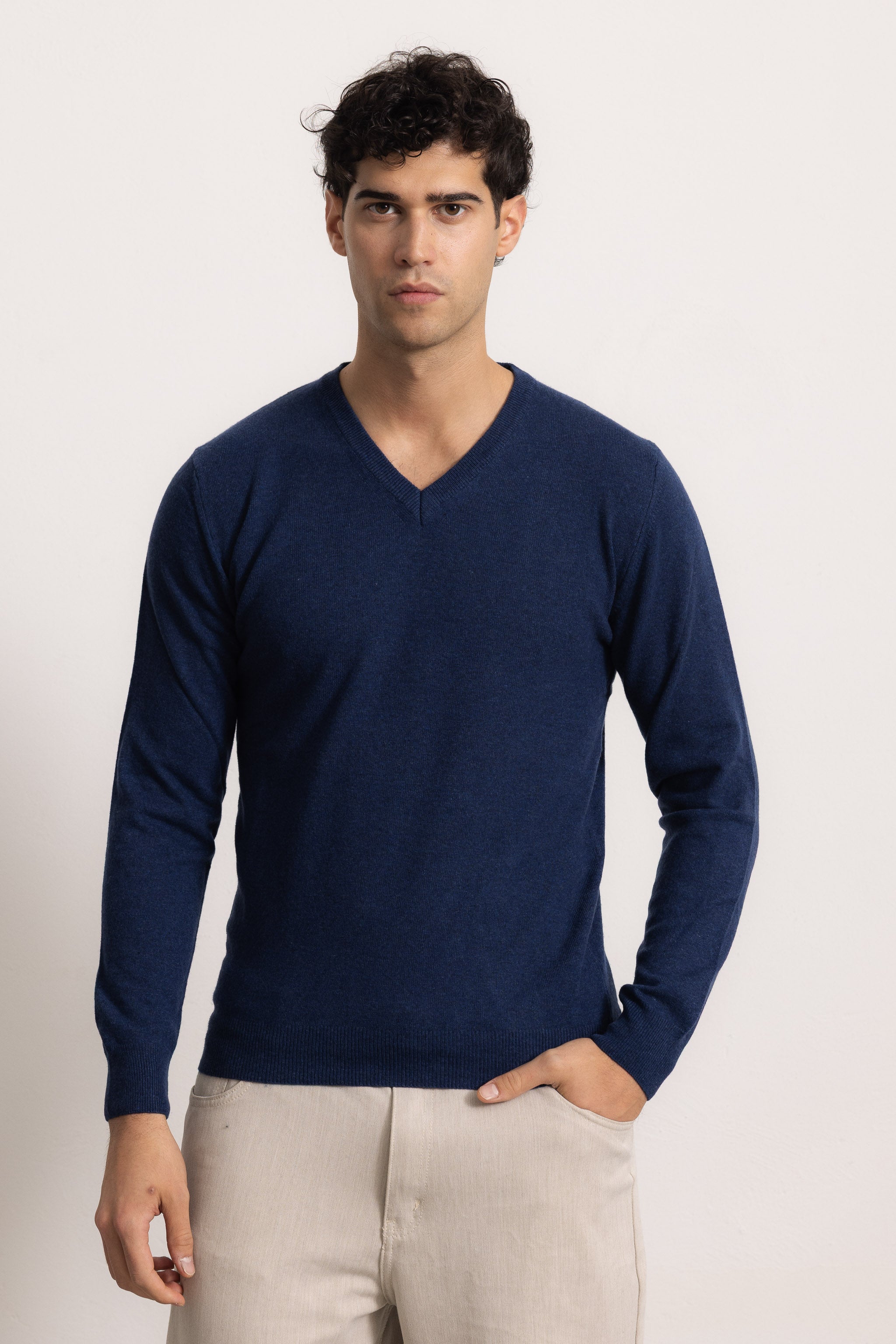 VITTORIO - Maglione scollo V (Marine)