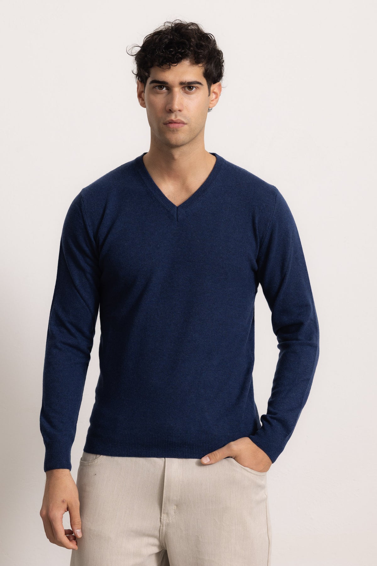 VITTORIO - Maglione scollo V (Marine)